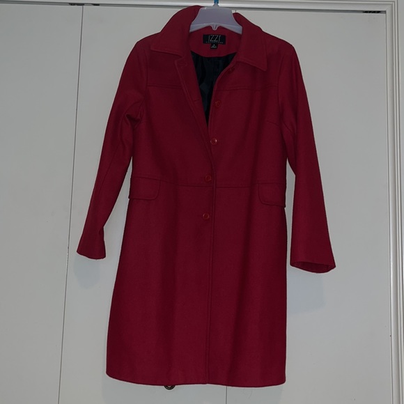 IZZI Collections Red Coat Jacket Tailor Fit size L Wool Blend - Picture 8 of 8